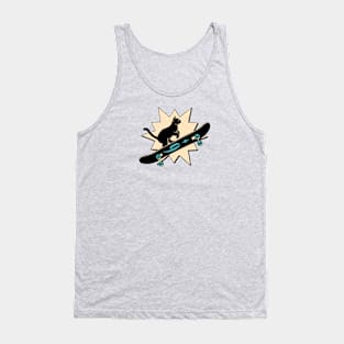 Cool Skater Black Cat in beige Tank Top